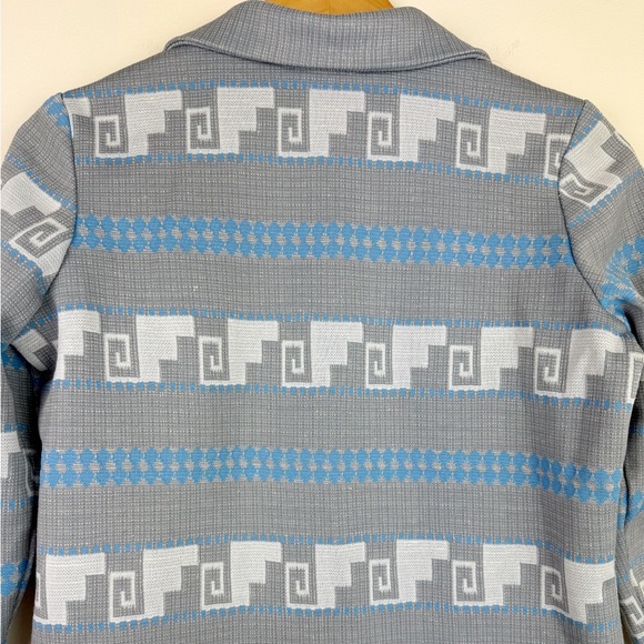 Vintage 70's Patterned Polyester Knit Blouse - Picture 7 of 9